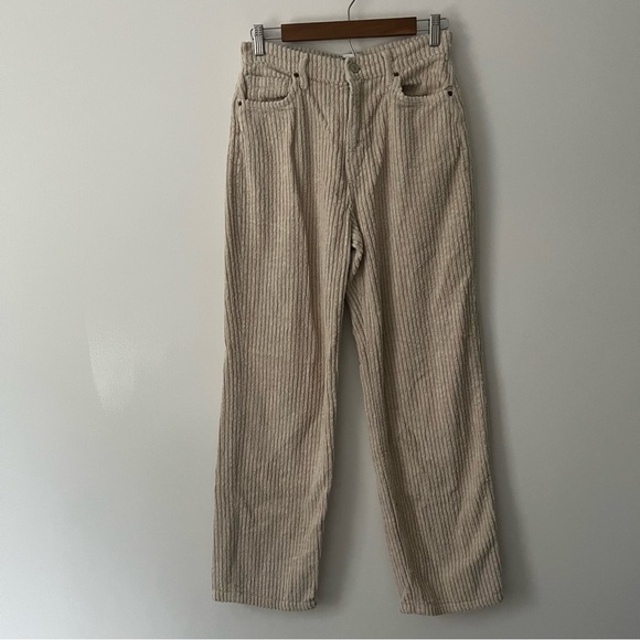 Reformation Jeans Preston Baggy High Rise Straight Corduroy Pants Cement 26 - Picture 2 of 13